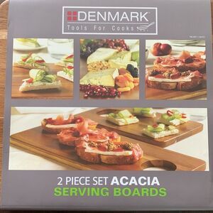 NO LONGER AVAILABLE———-       2 piece set DENMARK Acacia Serving Wood Boards